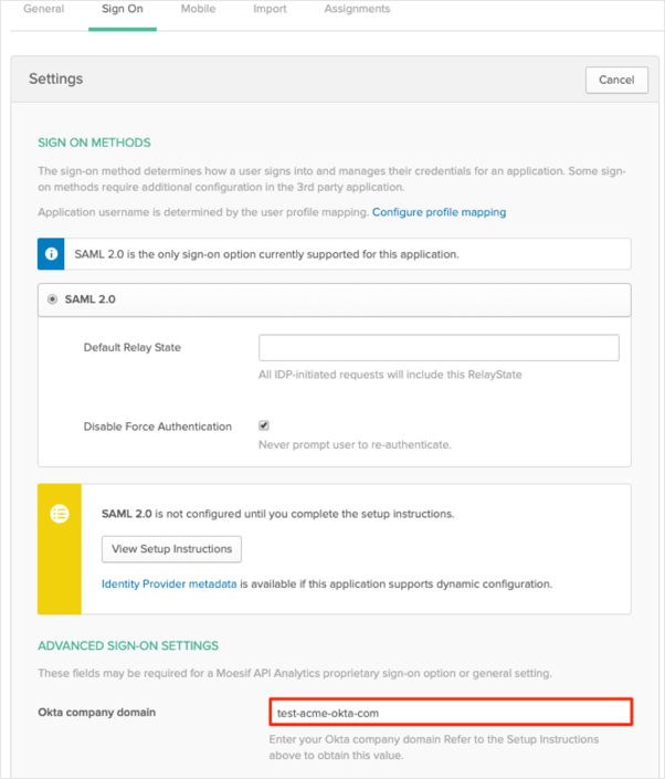 Sign-on Settings