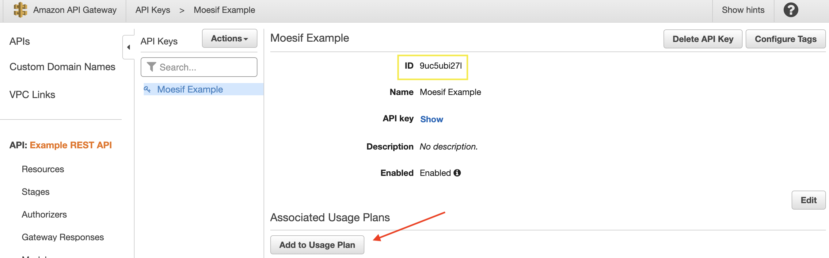 Usage Plan setup